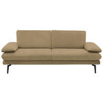3-SITZER-SOFA Dieter Knoll in Velours Cappuccino  - Beige/Schwarz, Design, Textil/Metall (222/89/104cm) - Dieter Knoll