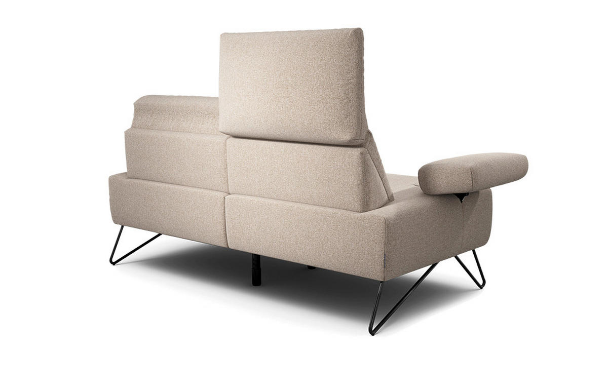 2-SITZER-SOFA in Chenille Sandfarben  - Sandfarben/Schwarz, Design, Textil/Metall (164-194/85/86-94cm) - SENSOO