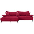 ECKSOFA in Flachgewebe Rot  - Rot/Schwarz, MODERN, Textil/Metall (173/297cm) - Carryhome