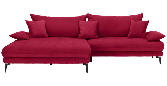 ECKSOFA in Flachgewebe Rot 176/292 cm - Rot/Schwarz, MODERN, Textil/Metall (176/292cm) - Carryhome
