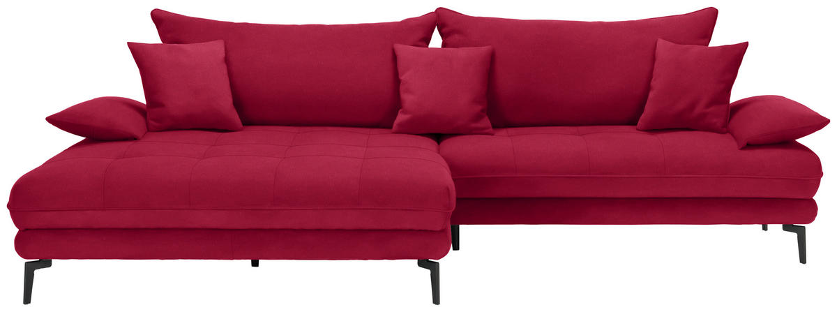 ECKSOFA PRATO Rot Flachgewebe  - Rot/Schwarz, MODERN, Textil/Metall (176/292cm) - MID.YOU