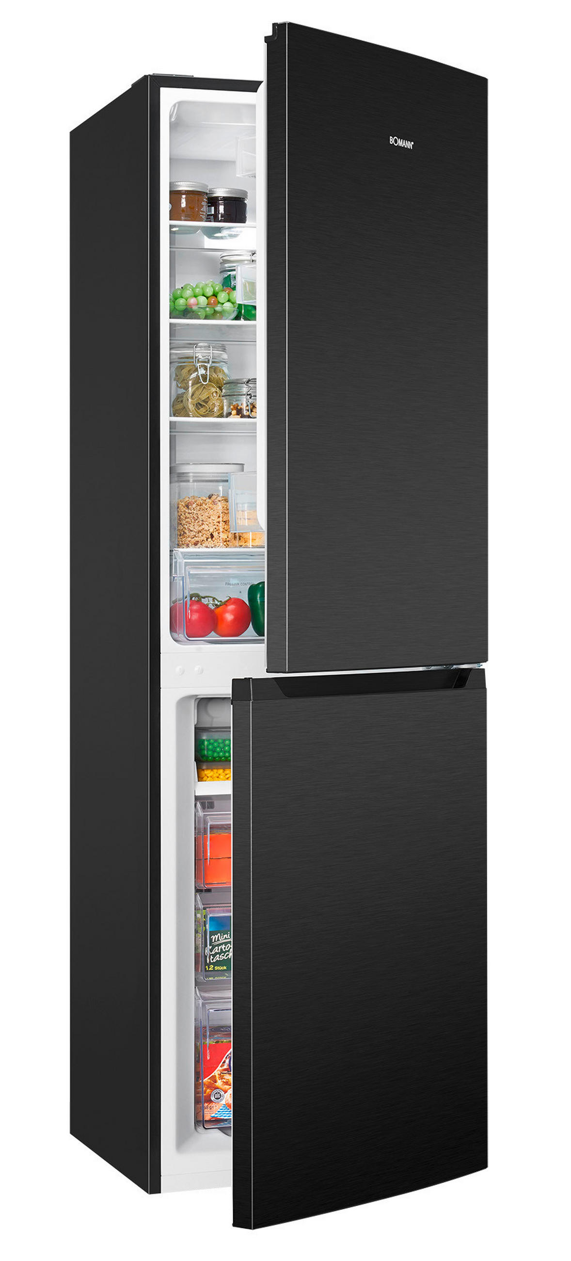 KÜHL-GEFRIER-KOMBINATION 54/181/60 cm KG7360SIX  - Schwarz, Basics, Glas/Kunststoff (54/181/60cm) - Bomann