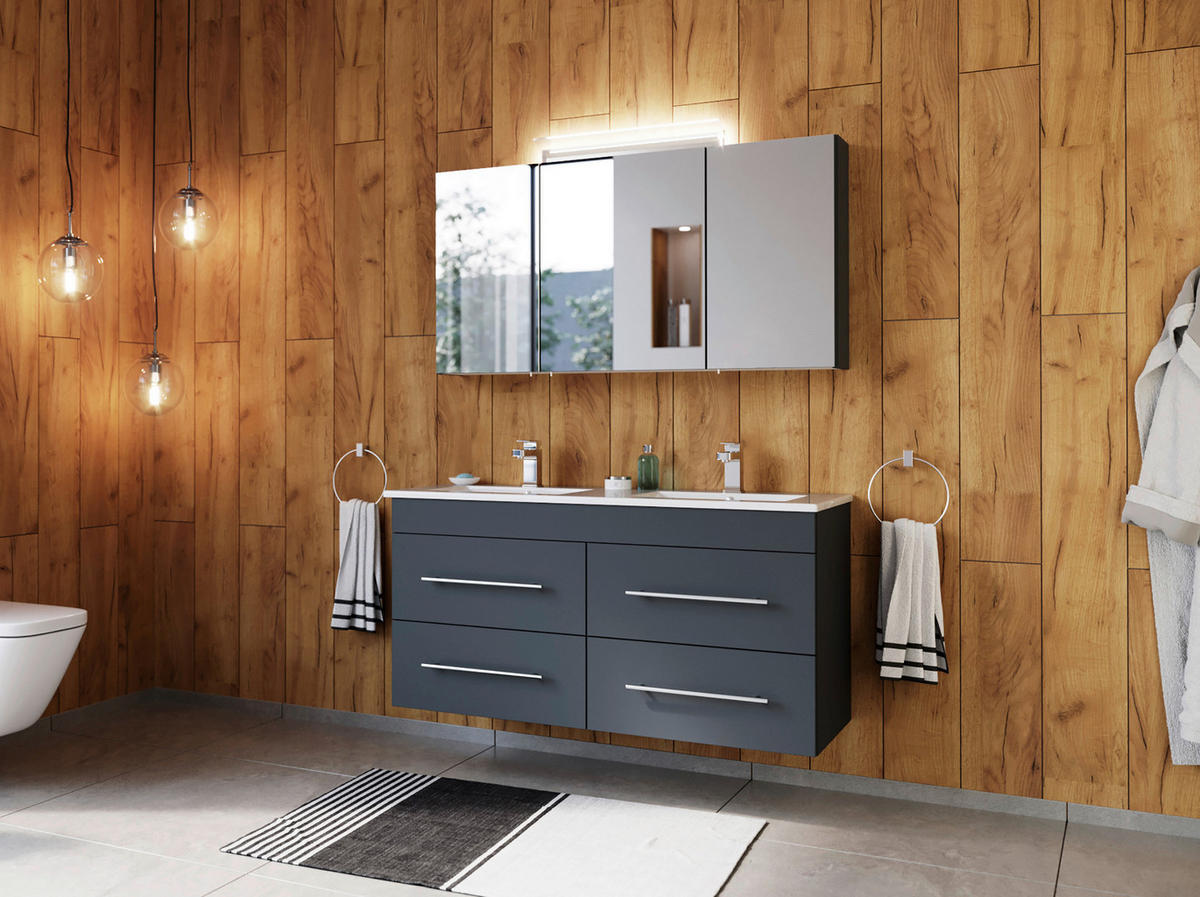 SPIEGELSCHRANK 120/62,5/17 cm  - Graphitfarben, MODERN, Glas/Holzwerkstoff (120/62,5/17cm) - MID.YOU