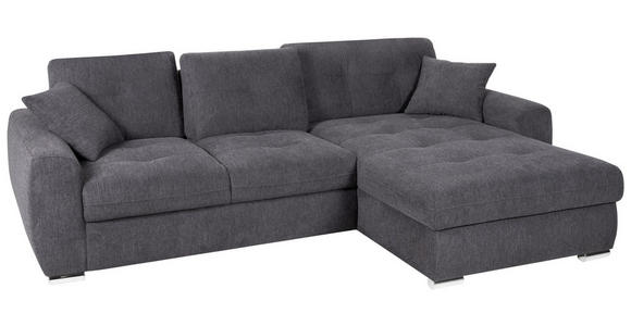 ECKSOFA in Mikrofaser Anthrazit  - Chromfarben/Anthrazit, Design, Kunststoff/Textil (278/193cm) - Hom`in