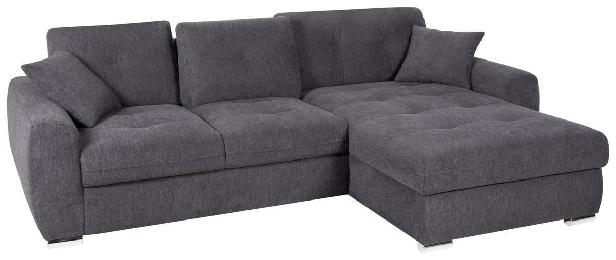 ECKSOFA in Mikrofaser Anthrazit  - Chromfarben/Anthrazit, Design, Kunststoff/Textil (278/193cm) - Hom`in