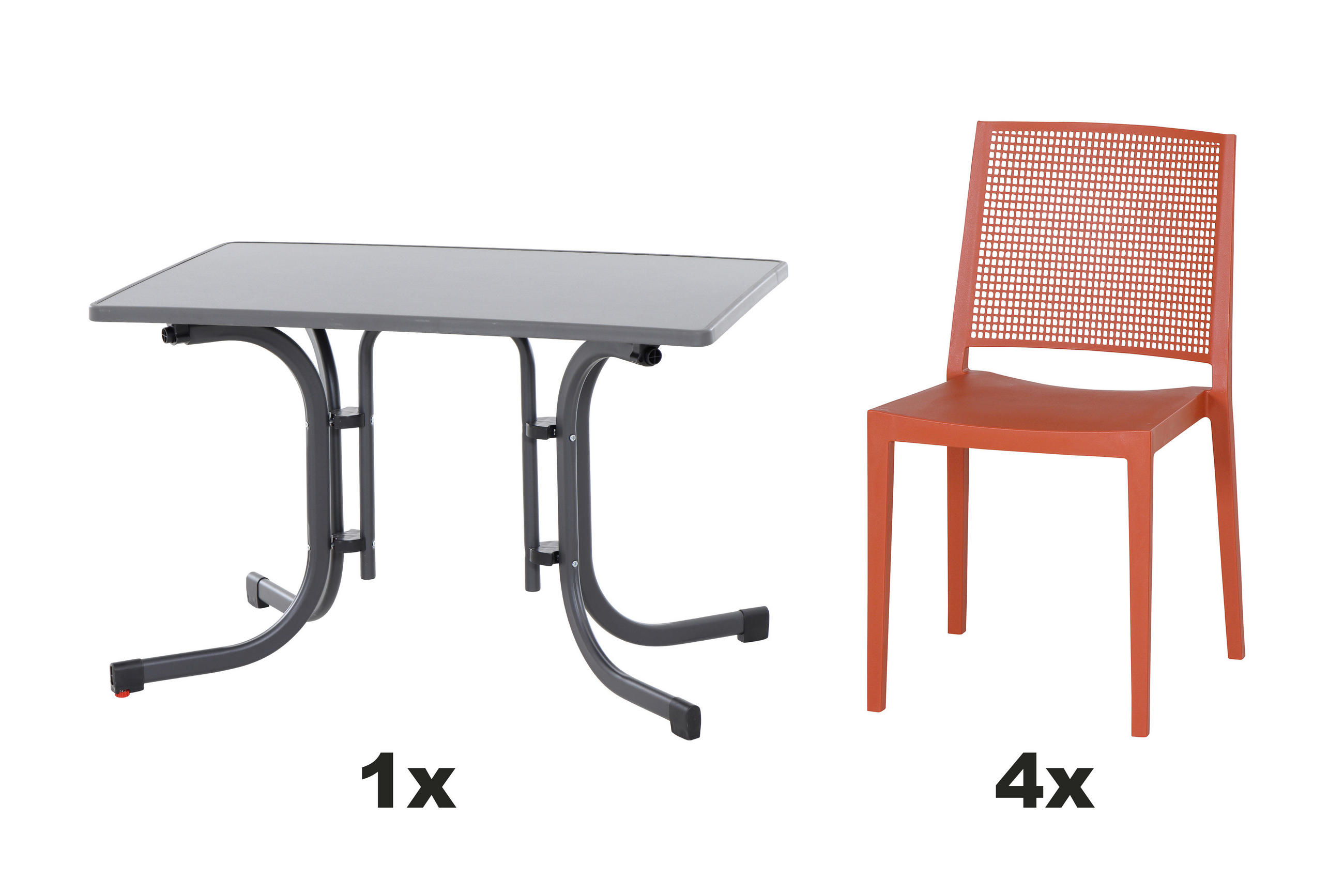 GARTENGARNITUR 5-teilig  - Rot, Basics, Holzwerkstoff/Kunststoff (70/80/110cm) - Siena Garden