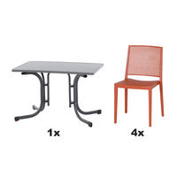 GARTENGARNITUR 5-teilig  - Rot, Basics, Holzwerkstoff/Kunststoff (70/80/110cm) - Siena Garden