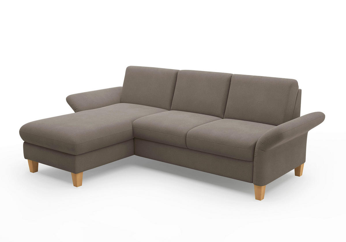 ECKSOFA ROCHELLE E Schlammfarben Flachgewebe  - Schlammfarben/Eichefarben, KONVENTIONELL, Holz/Textil (164/251cm) - Sit & More