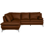 ECKSOFA Cognac Echtleder  - Chromfarben/Cognac, Design, Leder/Metall (224/252cm) - Novel