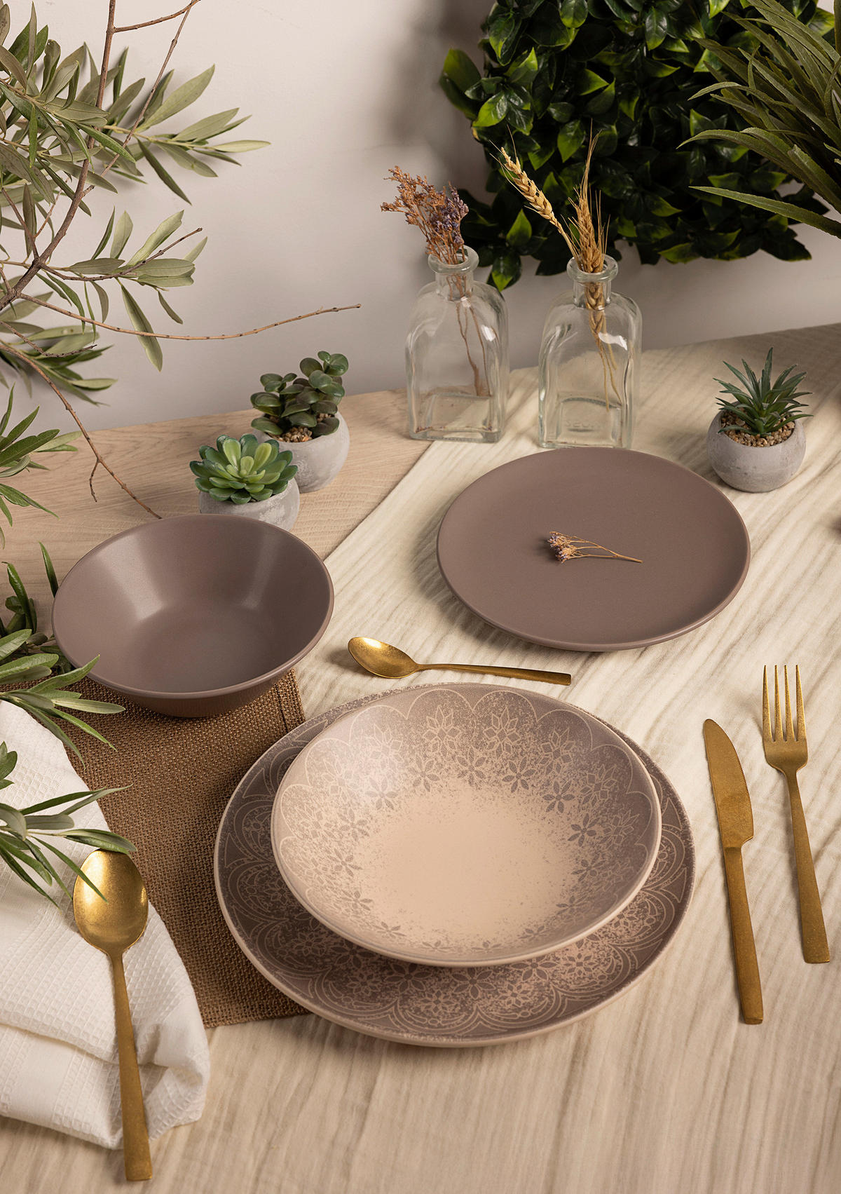 KOMBISERVICE 24-teilig  - Graubraun, LIFESTYLE, Keramik - Novel