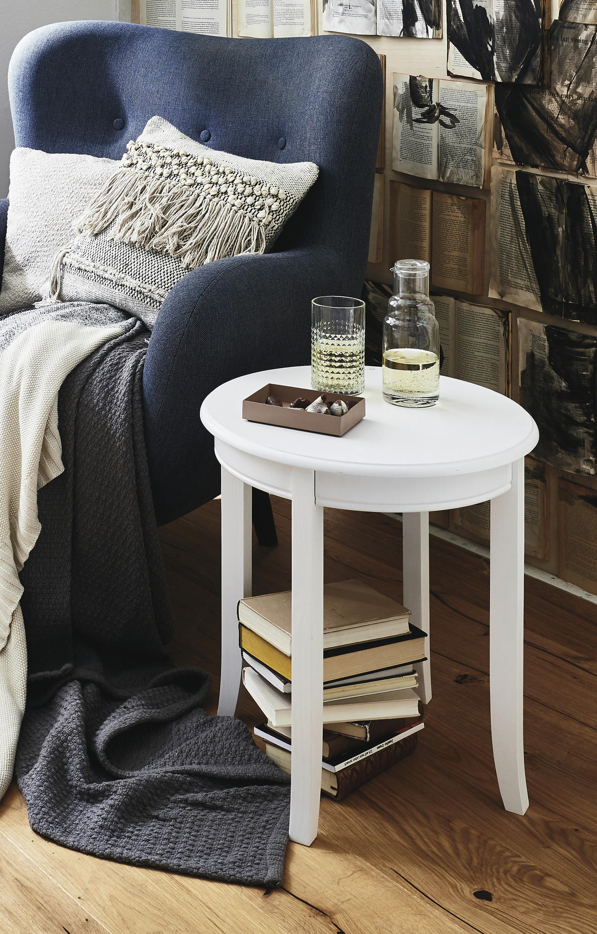 Masă Auxiliară din lemn, material pe bază de lemn, 48/48/51 cm - alb, Trend, lemn/material pe bază de lemn (48/48/51cm) - Landscape