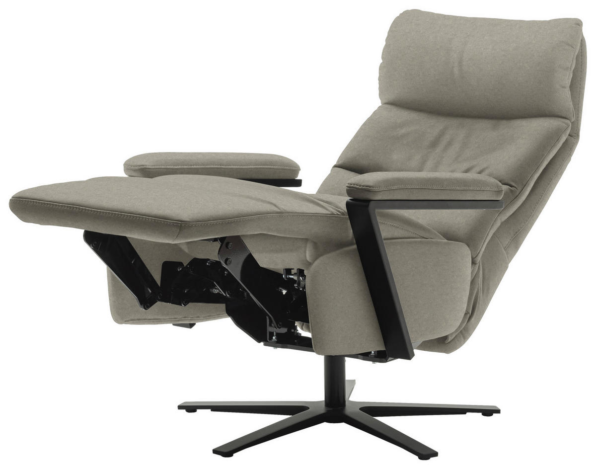 FERNSEHSESSEL in Hellgrau  - Hellgrau/Schwarz, Design, Leder/Metall (74/111/85cm) - Schöner Wohnen