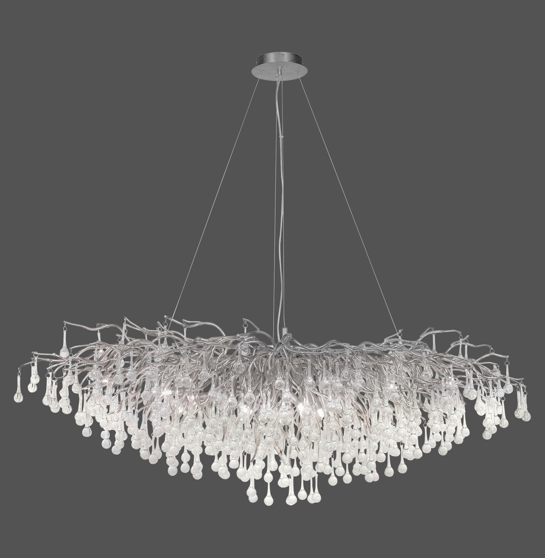 KRONLEUCHTER 150/75/250 cm    - Silberfarben, Konventionell, Glas/Metall (150/75/250cm) - Paul Neuhaus