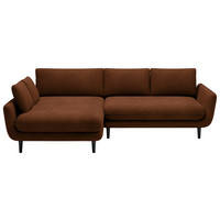 ECKSOFA in Velours Braun  - Schwarz/Braun, Design, Holz/Textil (167/260cm) - Welnova