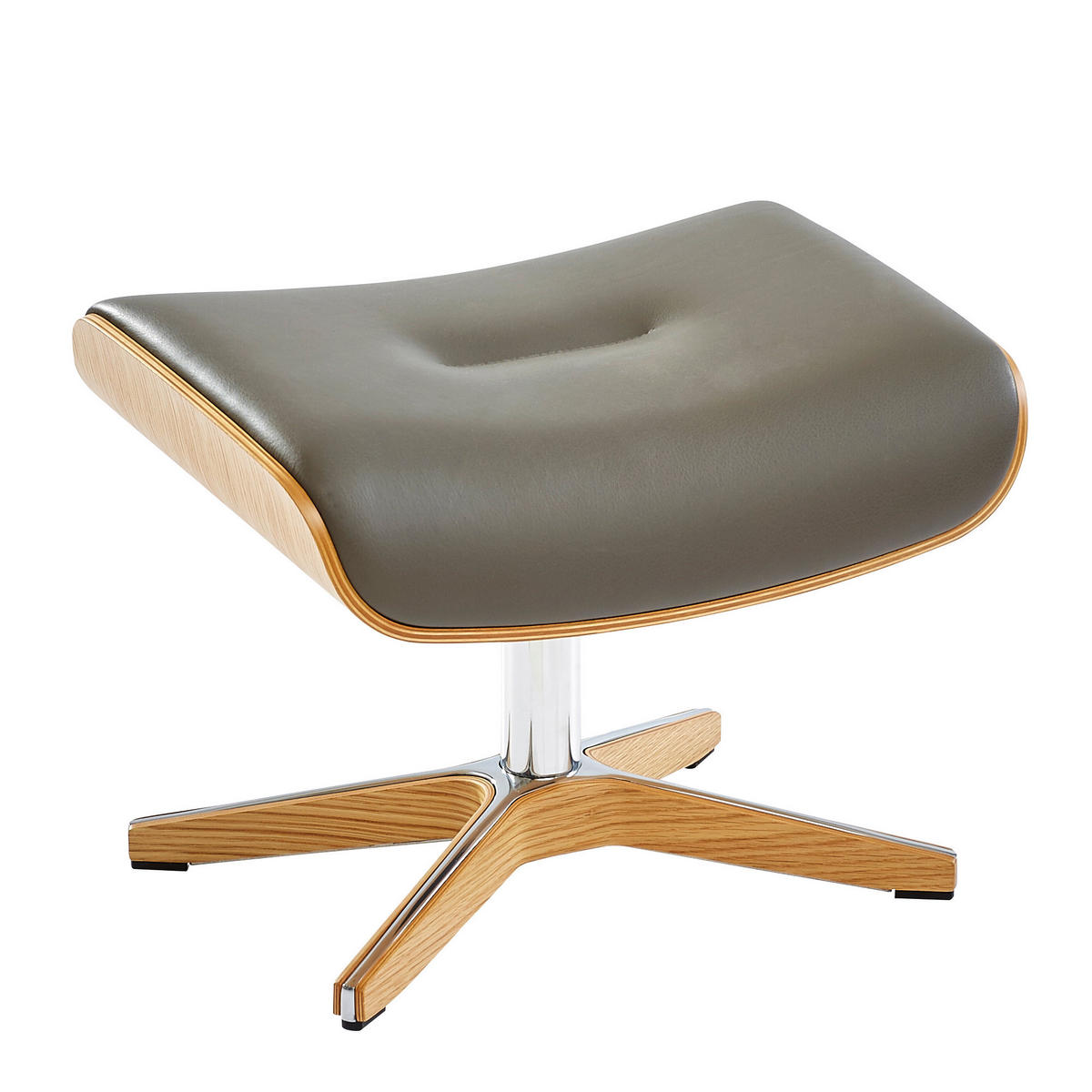 RELAXSESSEL in Holz, Metall, Leder Grau, Eichefarben  - Eichefarben/Alufarben, Natur, Leder/Holz (81/101/80cm) - Conform