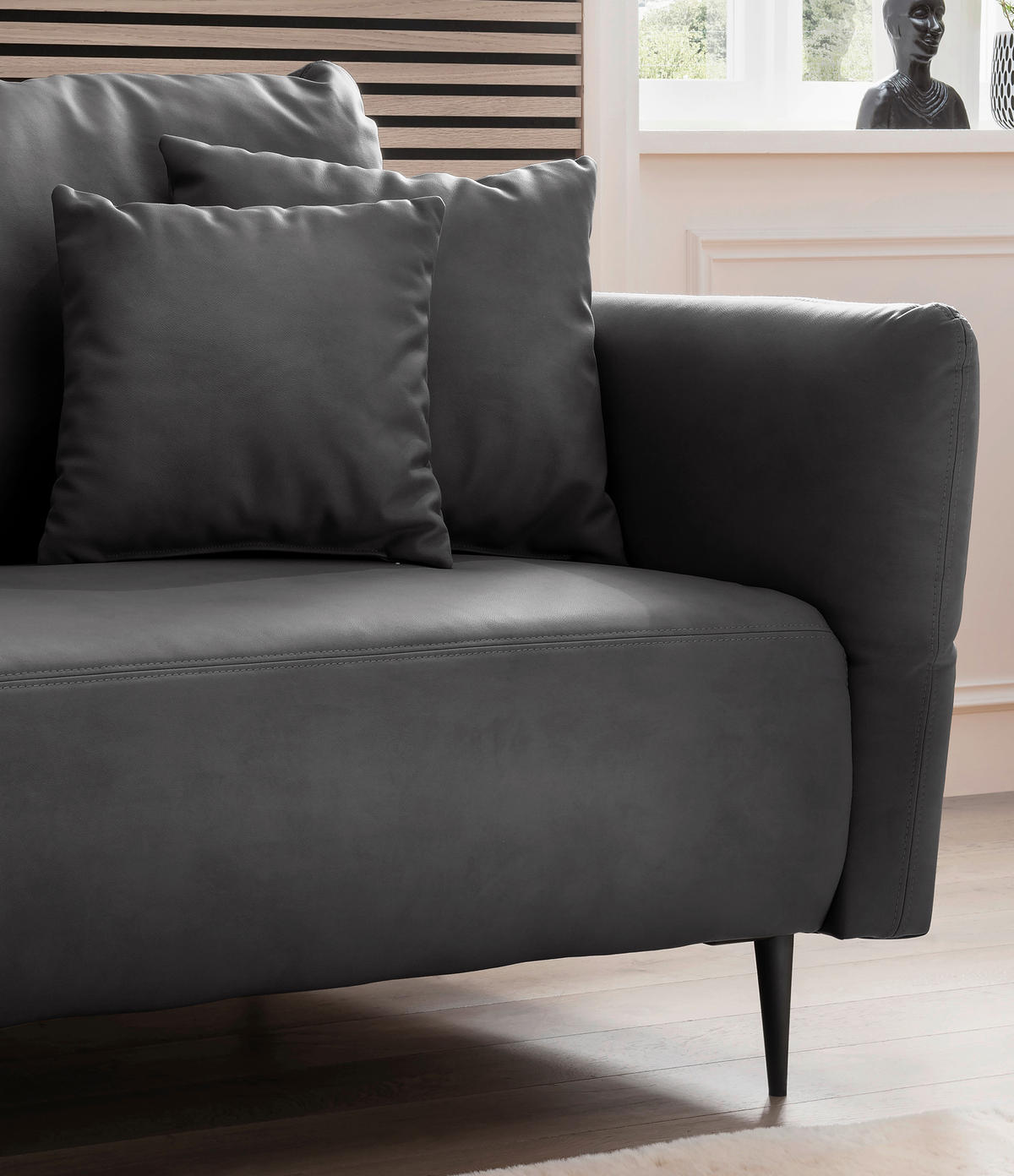 CloseUp von Livetastic ECKSOFA Schwarz Lederlook.