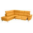 ECKSOFA in Echtleder Gelb  - Gelb/Alufarben, Design, Leder/Metall (239/271cm) - Cantus