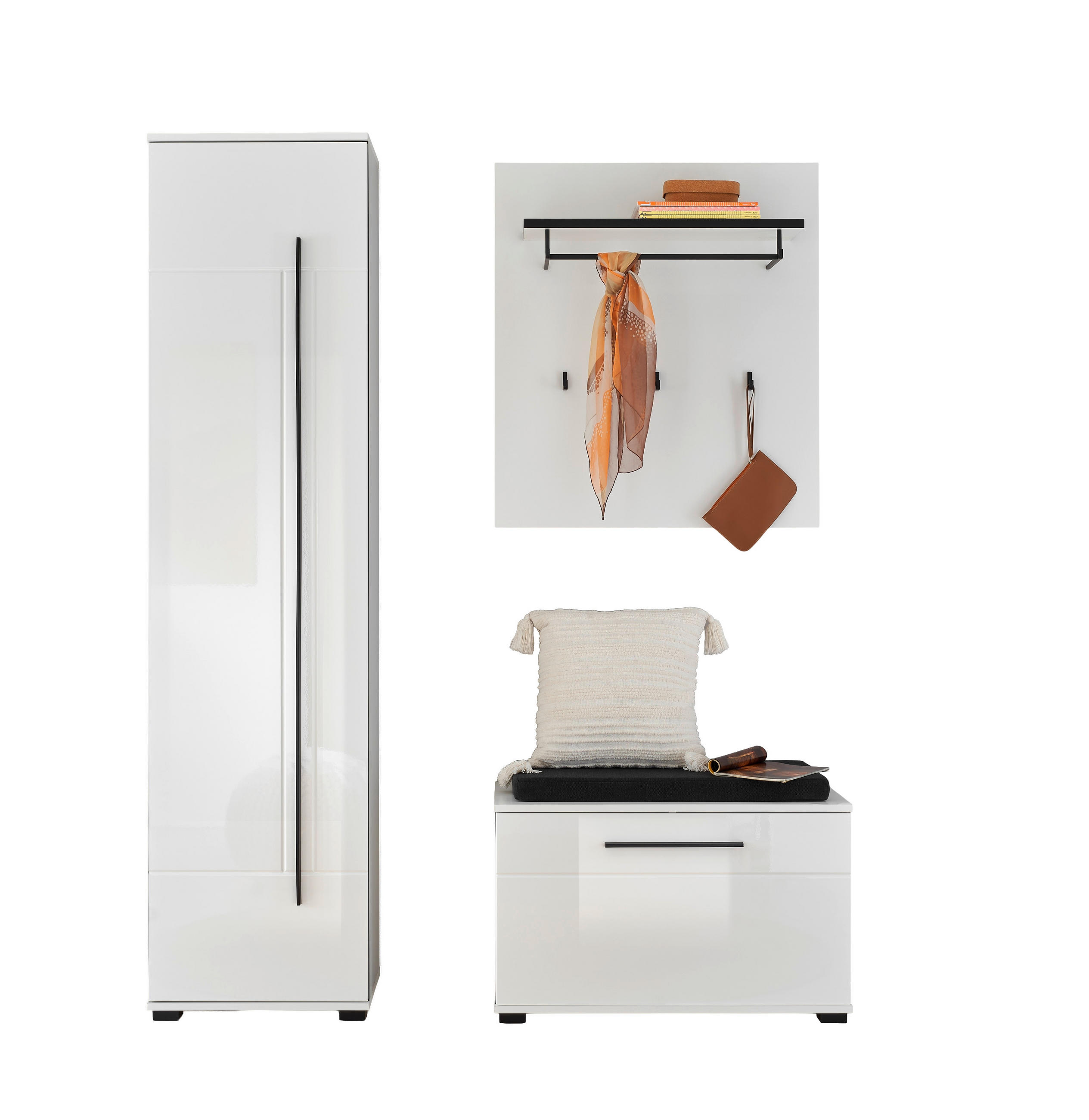 GARDEROBE 4-teilig  in 140/201/39 cm  - Weiß Hochglanz/Weiß, MODERN, Holzwerkstoff (140/201/39cm) - MID.YOU