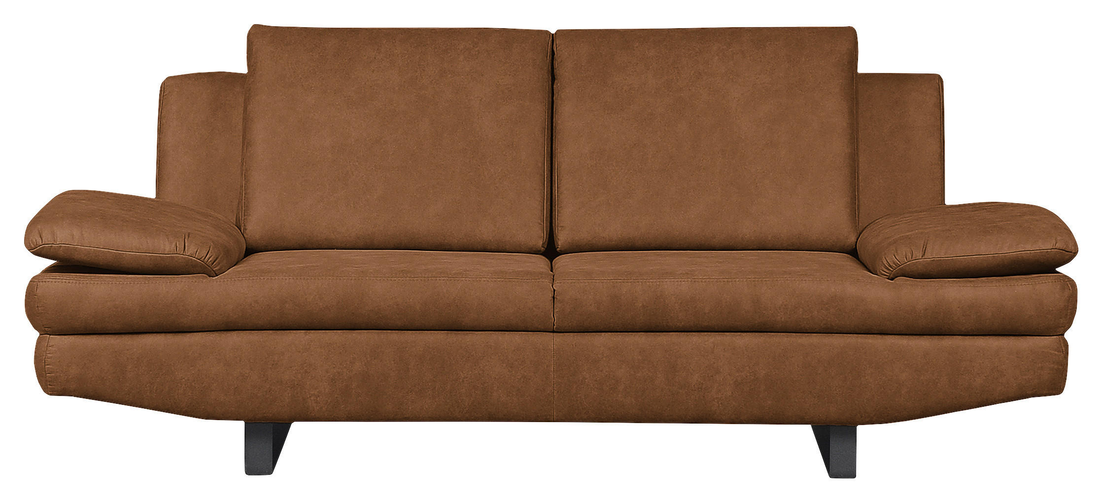 2-SITZER-SOFA in Mikrofaser Cognac  - Cognac/Schwarz, Design, Textil/Metall (198/78/88cm) - MID.YOU