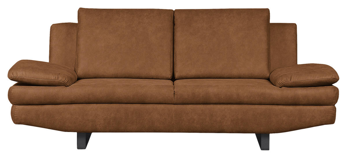 2-SITZER-SOFA in Mikrofaser Cognac  - Cognac/Schwarz, Design, Textil/Metall (198/78/88cm) - MID.YOU