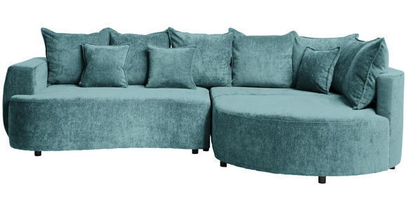 ECKSOFA  in Chenille Türkis  307/194 cm  - Türkis/Schwarz, Design, Kunststoff/Textil (307/194cm) - Carryhome