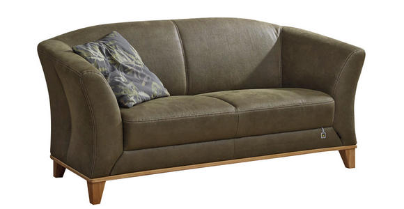 2,5-SITZER MERAN Lederlook Dunkelgrün  - Dunkelgrün/Beige, ROMANTIK / LANDHAUS, Holz/Textil (180/86/86cm) - Landscape