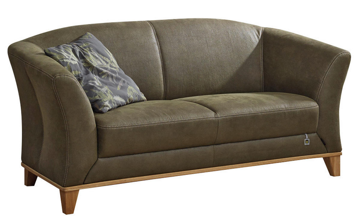 2,5-SITZER in Lederlook Dunkelgrün  - Dunkelgrün/Beige, Romantik / Landhaus, Holz/Textil (180/86/86cm) - Landscape