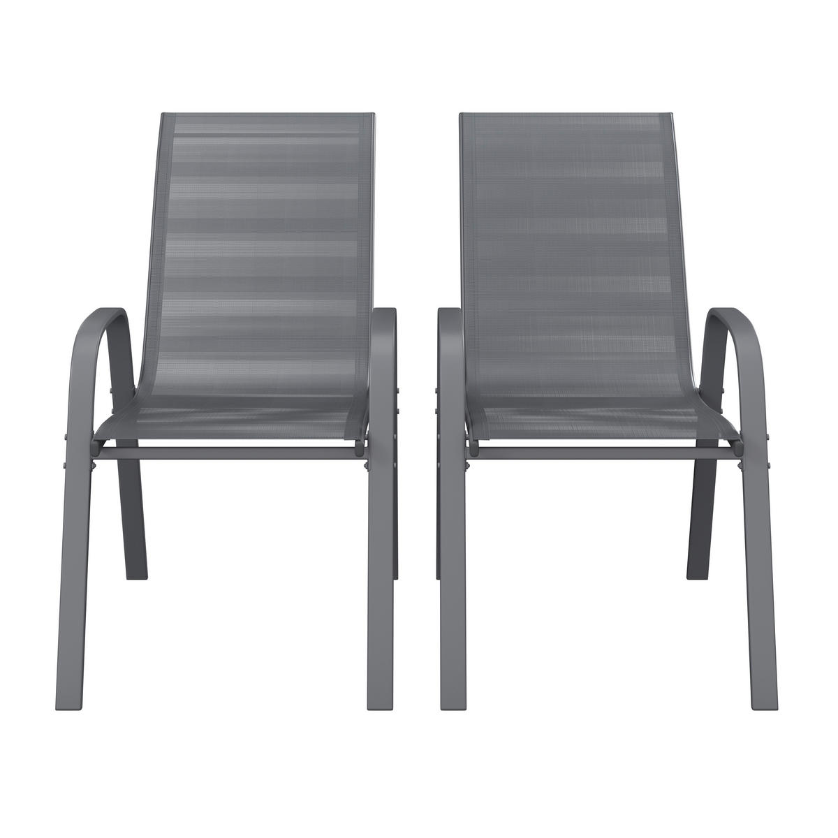 GARTENSESSEL-SET Metall, Textil Anthrazit  - Anthrazit, MODERN, Textil/Metall (54/90/72cm) - Ambia Garden