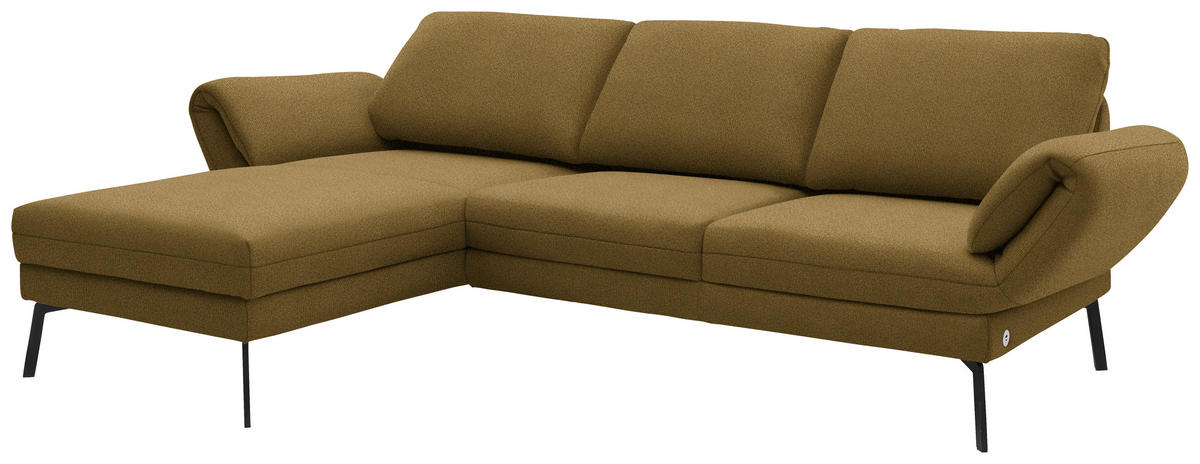 ECKSOFA  in Flachgewebe Schilfgrün  175-224/255-365 cm  - Schilfgrün/Schwarz, Design, Textil/Metall (175-224/255-365cm) - Dieter Knoll
