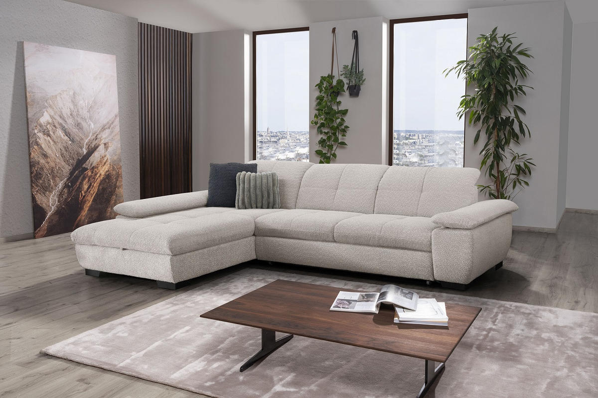 SAROKGARNITÚRA textil bézs  - bézs/fekete, Design, textil/fém (204/297cm) - Xora