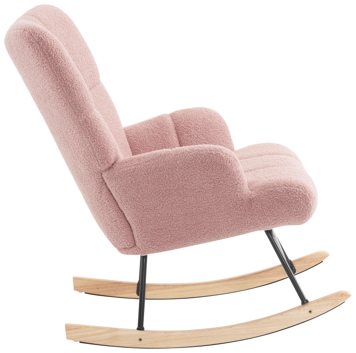 SCHAUKELSTUHL in Bouclé Rosa  - Ecru/Schwarz, MODERN, Holz/Textil (67/85cm) - P & B