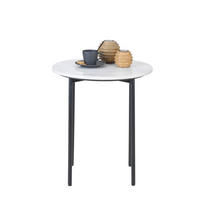 BEISTELLTISCH 50/50/55 cm Schwarz, Weiß rund  - Schwarz/Weiß, Design, Stein/Metall (50/50/55cm)