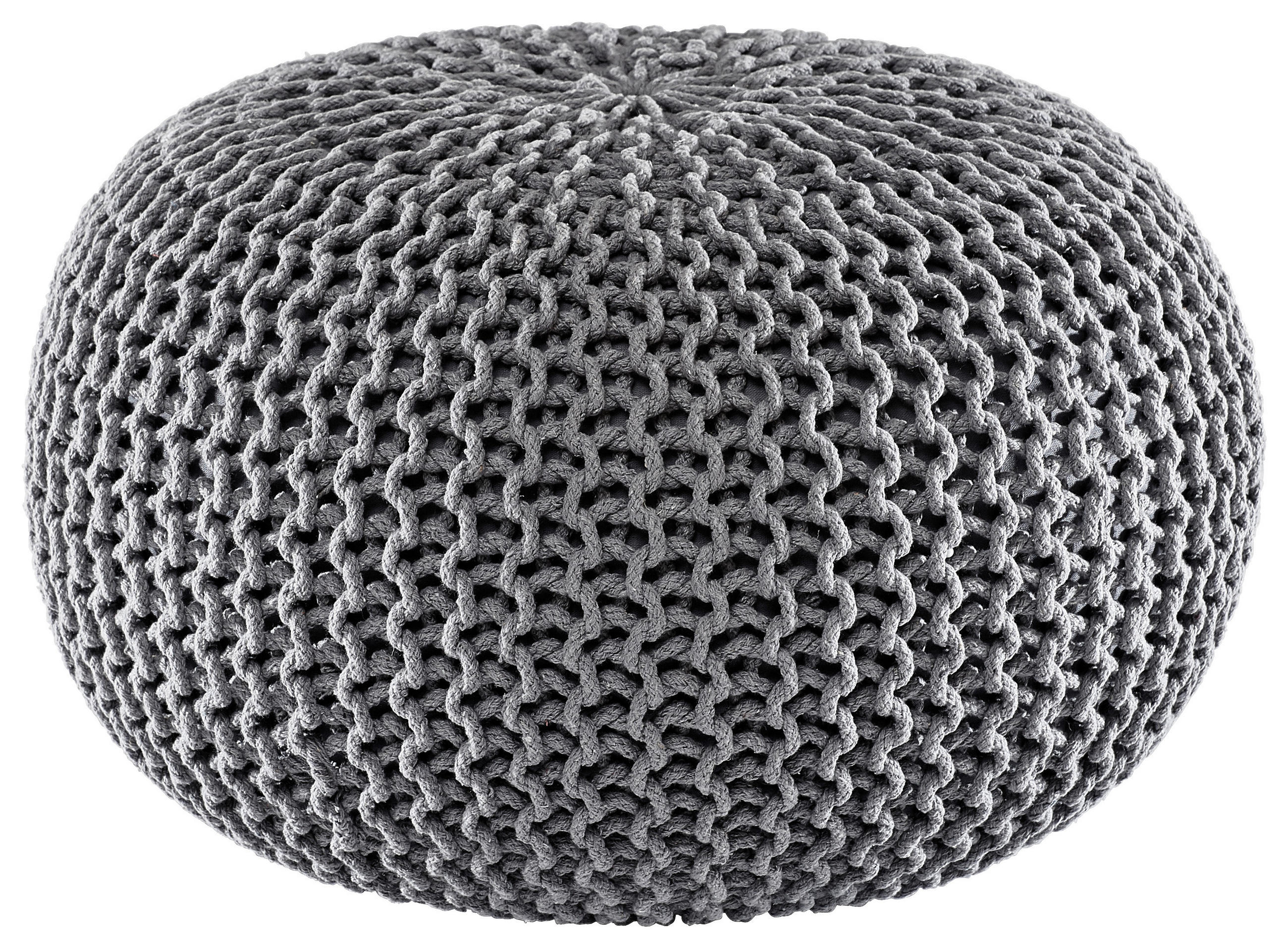 POUF Textilgeflecht Uni Grau 55/55/35 cm  - Grau, Trend, Textil (55/55/35cm) - Linea Natura