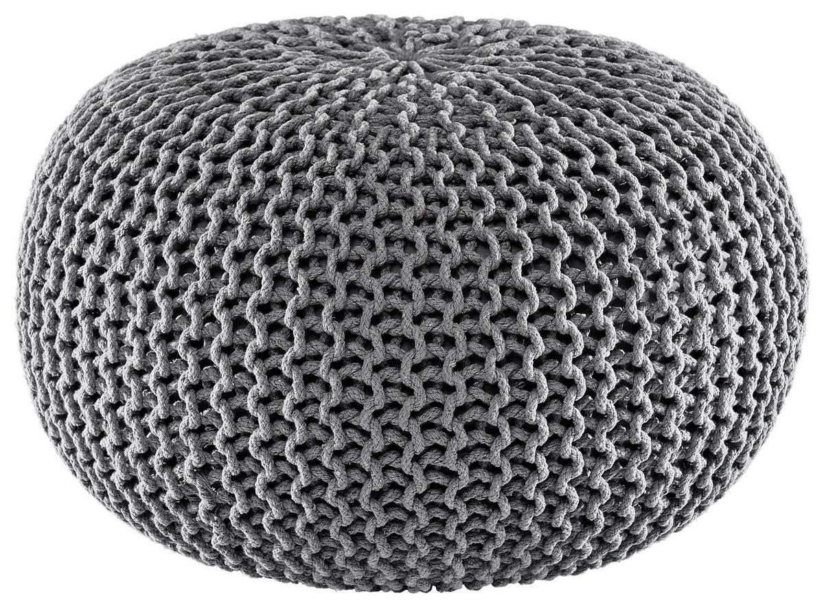 POUF Textilgeflecht Uni Grau 55/55/35 cm  - Grau, Trend, Textil (55/55/35cm) - Linea Natura