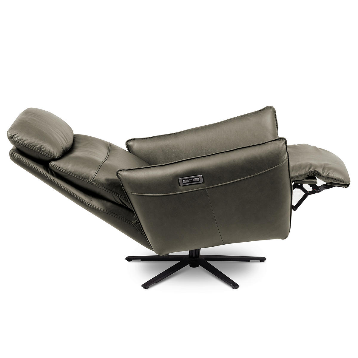 RELAXSESSEL in Leder Grau  - Schwarz/Grau, Design, Leder/Metall (77/107/88cm) - Livetastic