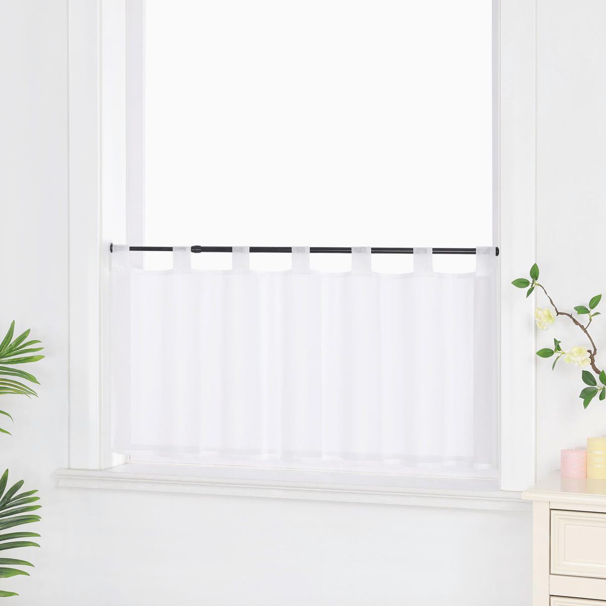 KURZGARDINE   120/60 cm   - Weiß Hochglanz, Basics, Textil (120/60cm) - Joyswahl