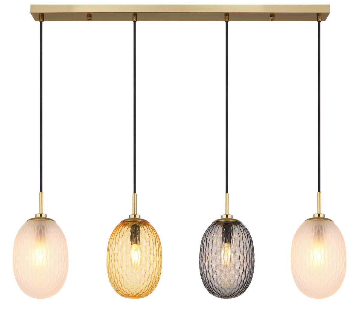 HÄNGELEUCHTE 96/15/120 cm    - Weiss/Goldfarben, Basics, Glas/Textil (96/15/120cm) - Globo