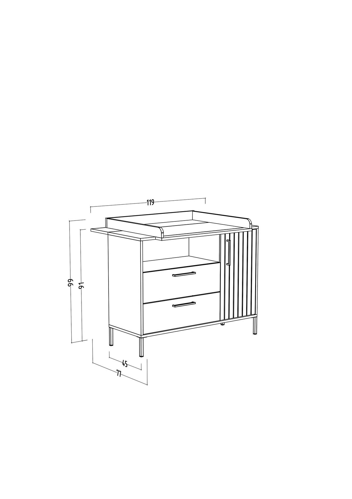 WICKELKOMMODE Line 119/91/99/45/77 cm  - Schwarz/Eiche Artisan, Trend, Holzwerkstoff/Metall (119/91/99/45/77cm) - Jimmylee