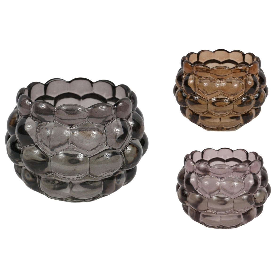 KOZAREC ZA ČAJNO SVEČKO - siva/črna, Basics, steklo (8.5/11.5/11.5cm)