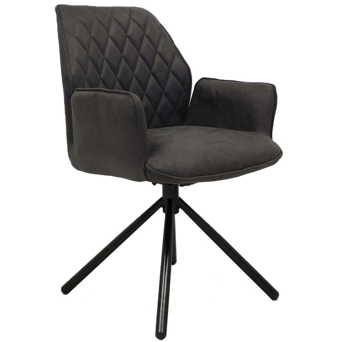 MID.YOU STOLIČKA S PODRÚČKAMI, mikrovlákno, antracitová