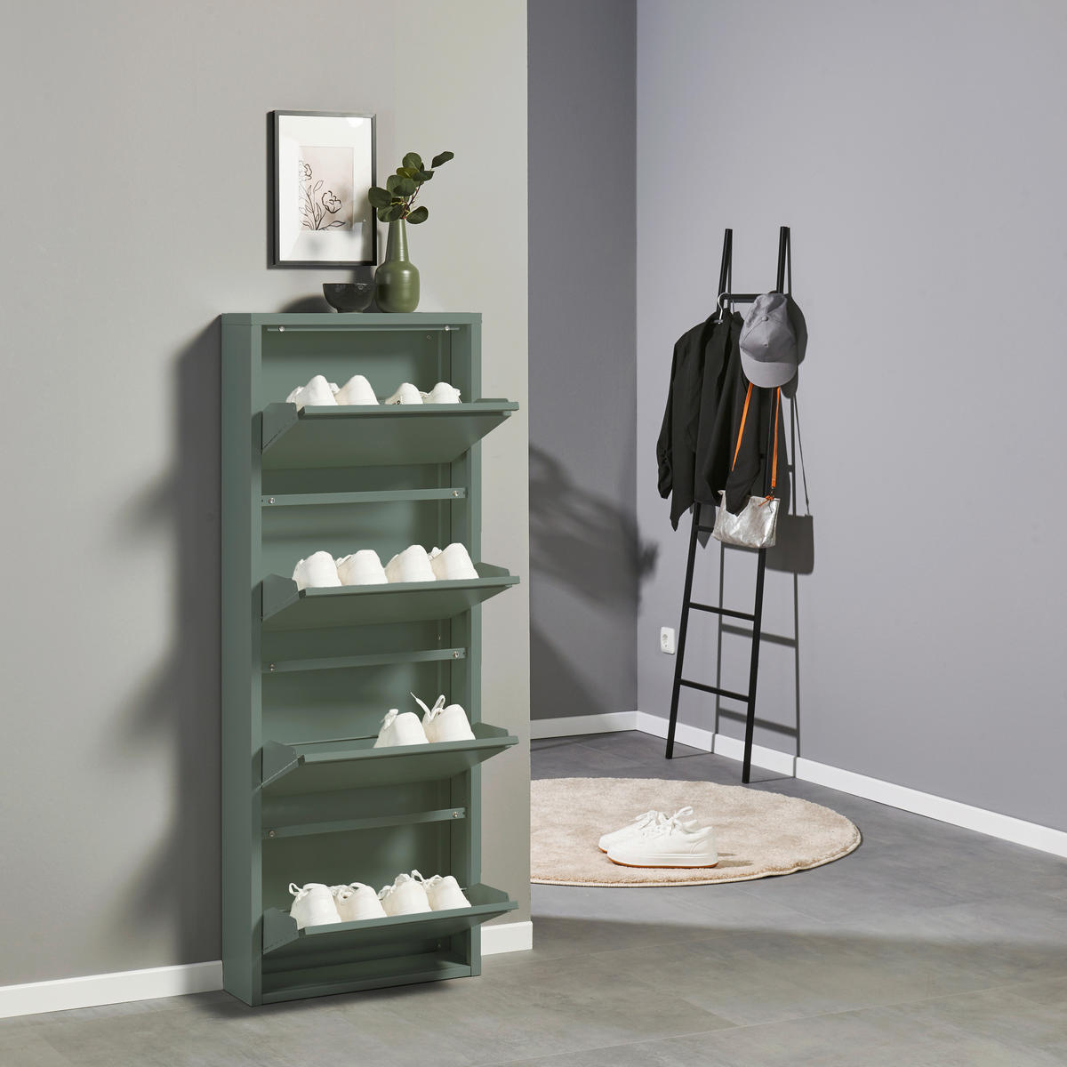 SCHUHKIPPER  in 51/137/16 cm  - Salbeigrün, MODERN, Metall (51/137/16cm) - Boxxx