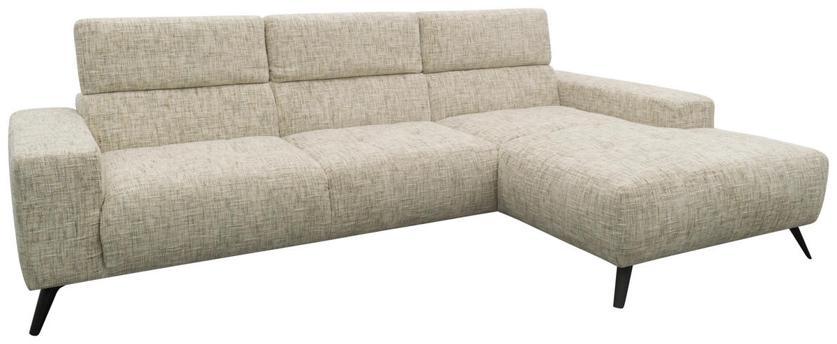ECKSOFA 100 005 FK Beige Chenille Rücken echt  - Beige/Schwarz, Basics, Textil/Metall (284/175cm) - Livetastic