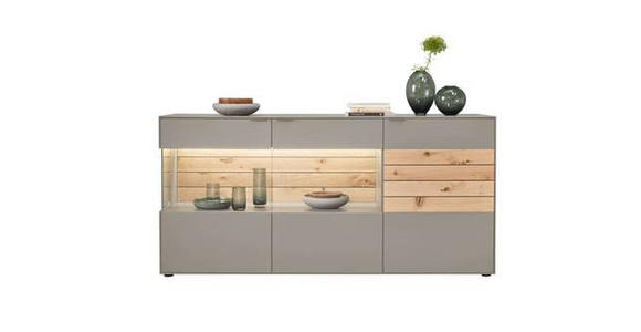 SIDEBOARD Grau, Eichefarben 181,9/87,9/45,2 cm - Eichefarben/Schwarz, Design, Glas/Holz (181,9/87,9/45,2cm) - Dieter Knoll