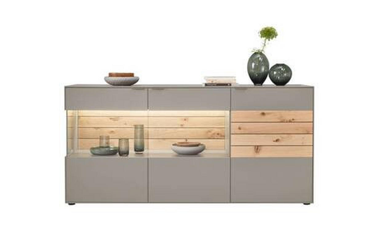 SIDEBOARD Grau, Eichefarben  181,9/87,9/45,2 cm  - Eichefarben/Schwarz, Design, Glas/Holz (181,9/87,9/45,2cm) - Dieter Knoll