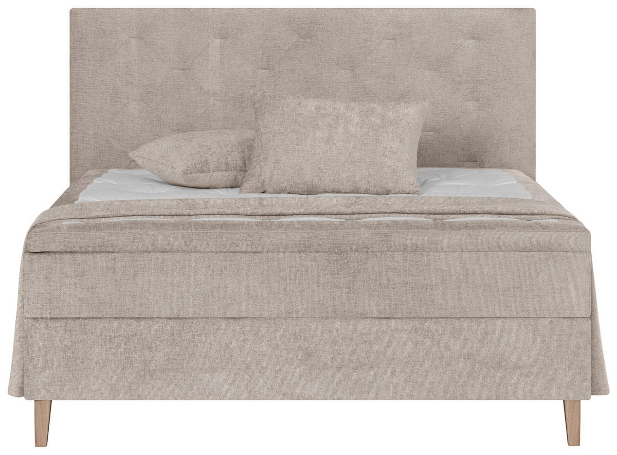 BOXSPRINGBETT 180/200 cm  in Beige  - Eichefarben/Beige, Konventionell, Holz/Textil (180/200cm) - Welnova