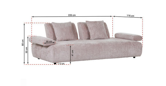 SCHLAFSOFA in Chenille Senfgelb - Senfgelb/Schwarz, KONVENTIONELL, Kunststoff/Textil (235-255/80/116-138cm) - Carryhome