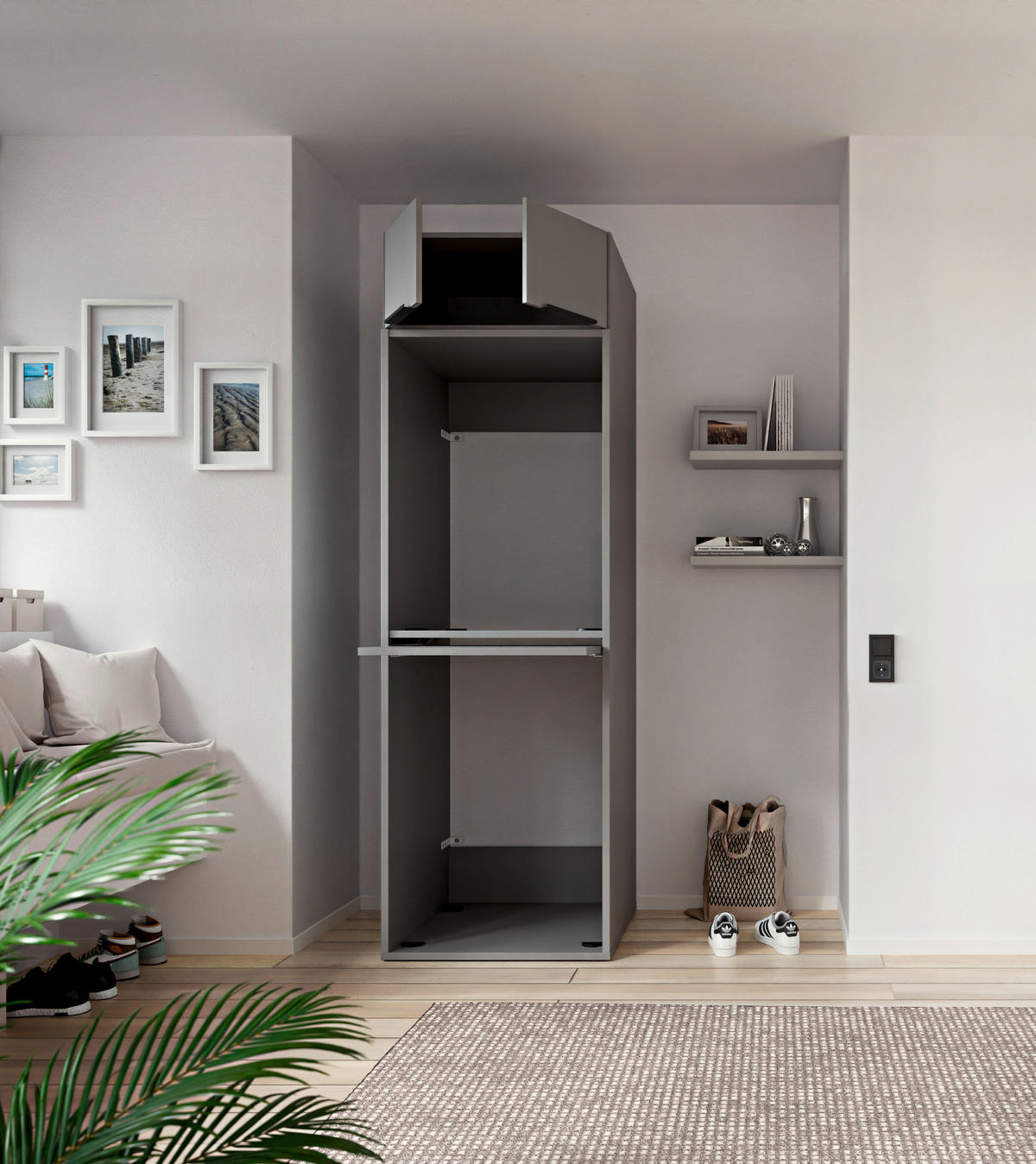 WASCHMASCHINENSCHRANK 70/220/68 cm  in Grau  - Schwarz/Grau, Basics, Holzwerkstoff/Kunststoff (70/220/68cm) - MID.YOU