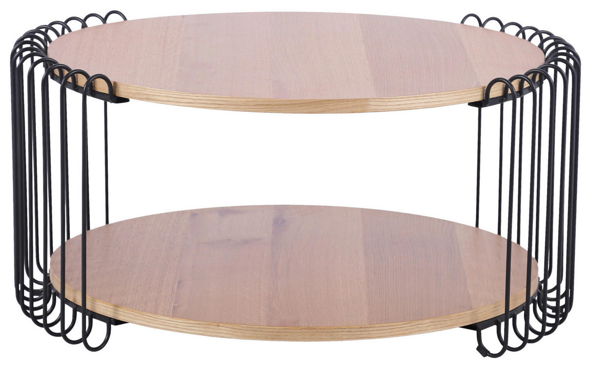 COUCHTISCH Eiche furniert 80/80/38 cm rund Schwarz, Eichefarben  - Eichefarben/Schwarz, Basics, Holz/Holzwerkstoff (80/80/38cm) - Stylife