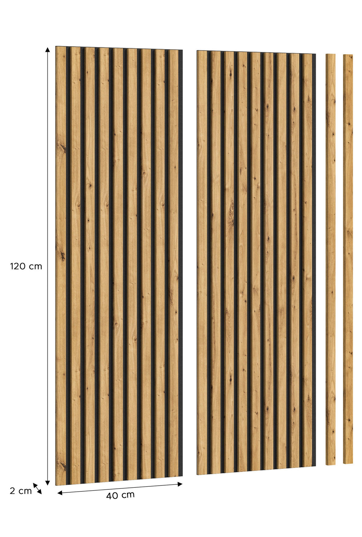 AKUSTIČNI PANEL   120/40/2 cm         - hrast artisan, Basics, tekstil/leseni material (120/40/2cm) - MID.YOU