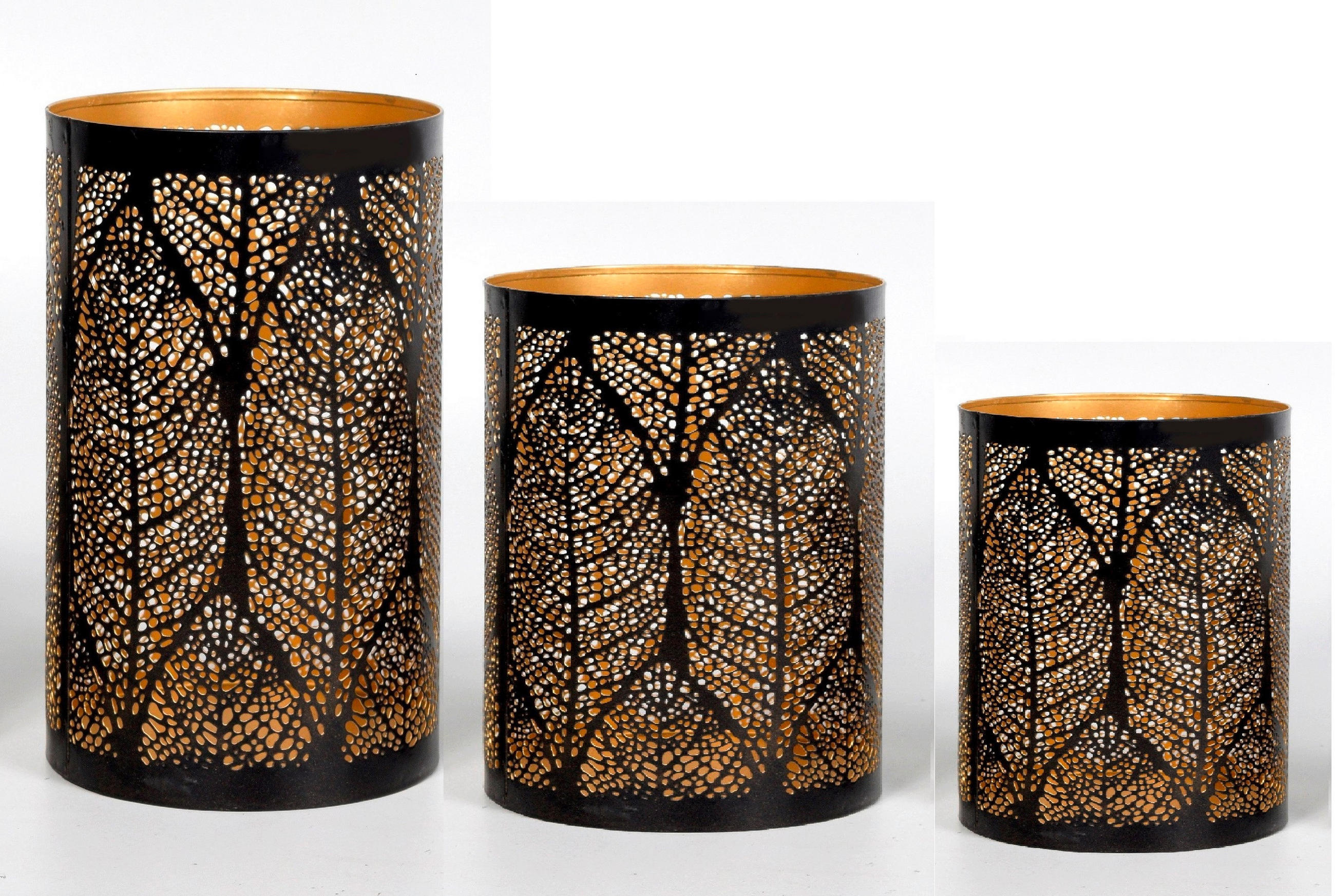 TEELICHTHALTER-SET 3-teilig  - Goldfarben/Schwarz, Design, Metall (12/20cm) - Ambia Home